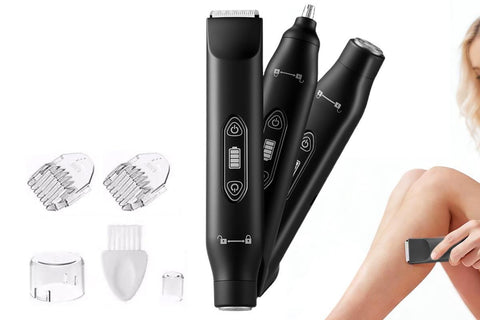 3-in-1 Electric Shaver Nose Hair Trimmer for Face Body Bikini Underarm and Legs - Sky Blue