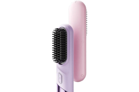 Cordless Hair Straightener Brush Mini Hot Comb for Women Anti-Scald Protection -Purple
