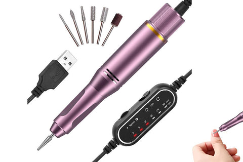 Electric Manicure Tools Kit File Machine Cordless Nail Drill Trimmer Nail Grind Trim Polish-Gray