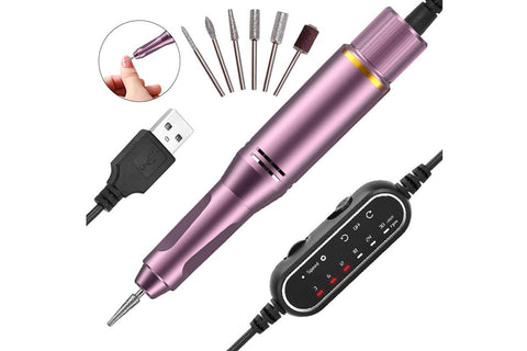 Electric Manicure Tools Kit File Machine Cordless Nail Drill Trimmer Nail Grind Trim Polish-Purple