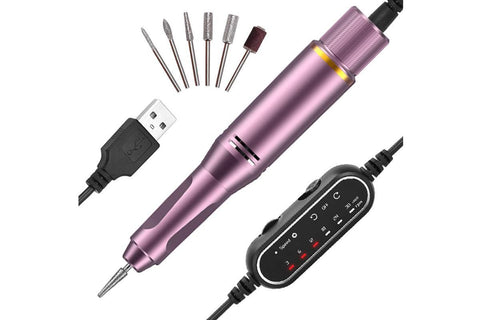 Electric Manicure Tools Kit File Machine Cordless Nail Drill Trimmer Nail Grind Trim Polish-Purple