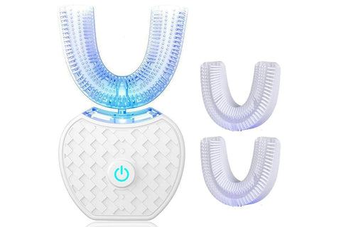 U-Shaped Electric Toothbrush 360-degree Sonic Cleaning Tooth Brush for Adults-blue
