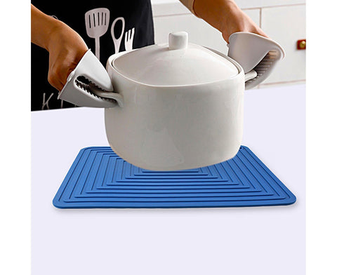 Table Mat Silicone Rectangular - Navy Blue