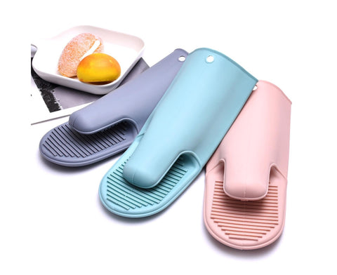 Heat Resistant Silicone Non-slip Oven Grilling BBQ Mitts Cooking Baking Gloves-Pink