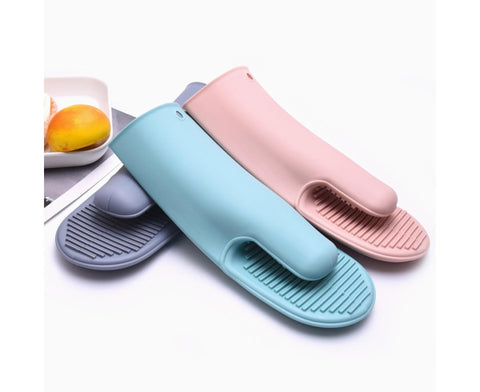 Heat Resistant Silicone Non-slip Oven Grilling BBQ Mitts Cooking Baking Gloves-Pink