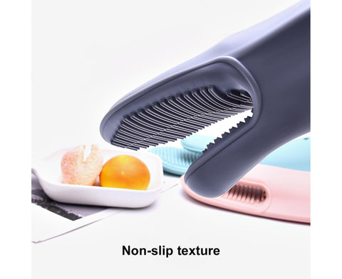 Heat Resistant Silicone Non-slip Oven Grilling BBQ Mitts Cooking Baking Gloves-Pink