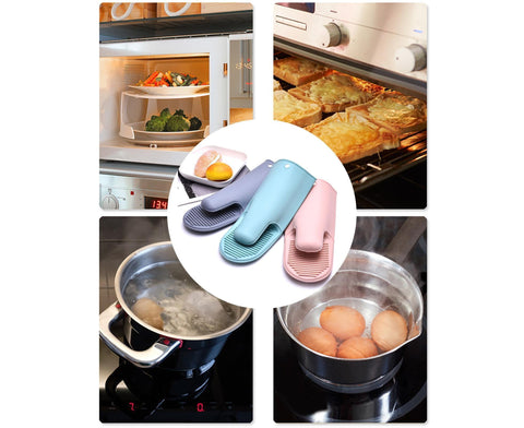 Heat Resistant Silicone Non-slip Oven Grilling BBQ Mitts Cooking Baking Gloves-Pink