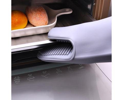 Heat Resistant Silicone Non-slip Oven Grilling BBQ Mitts Cooking Baking Gloves-Green