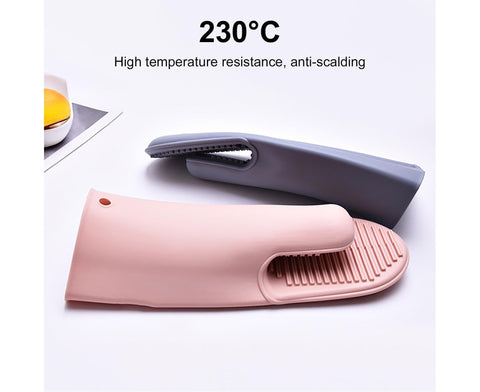 Heat Resistant Silicone Non-slip Oven Grilling BBQ Mitts Cooking Baking Gloves-Green