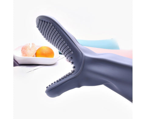 Heat Resistant Silicone Non-slip Oven Grilling BBQ Mitts Cooking Baking Gloves-Green