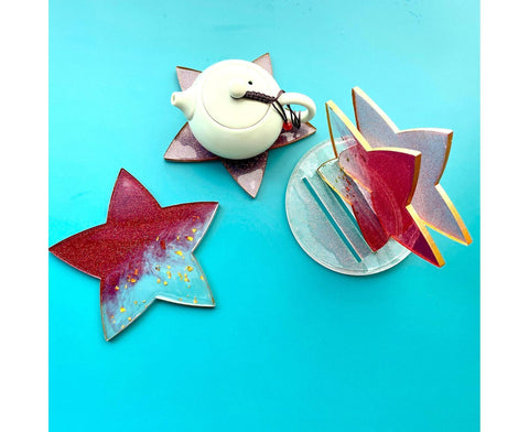 1 Set Star Shape Coaster Mold - Transparent