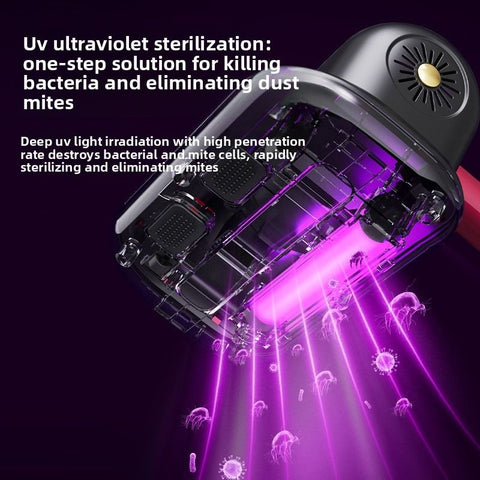 Home Handheld Dust Mite Vacuum Cleaner, High-Frequency Dual-Beating + UV Sterilization, Cordless Portable Dust Mite Remover for Mattresses and Sofas, Cordless Portable Dust Mite Remover for Mattresses and Sofas - Red