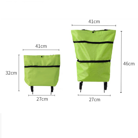Foldable Shopping Trolley with Wheels, Portable Large-Capacity Oxford Cloth Shopping Cart, Home Delivery Cart - Orange
