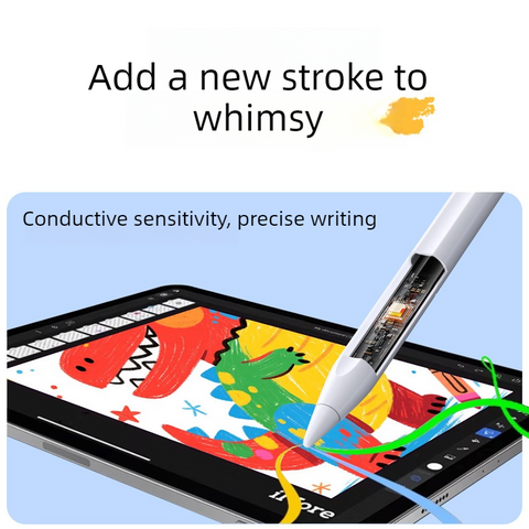 Magnetic iPad Capacitive Stylus, Compatible with Apple Tablets, Replaceable Tip Drawing Stylus - White