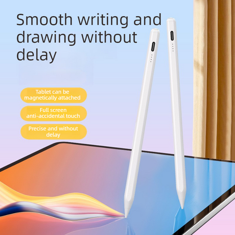Magnetic iPad Capacitive Stylus, Compatible with Apple Tablets,  Replaceable Tip Drawing and Handwriting Stylus—3 Tips—White