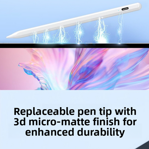 Magnetic iPad Capacitive Stylus, Compatible with Apple Tablets,  Replaceable Tip Drawing and Handwriting Stylus—3 Tips—White