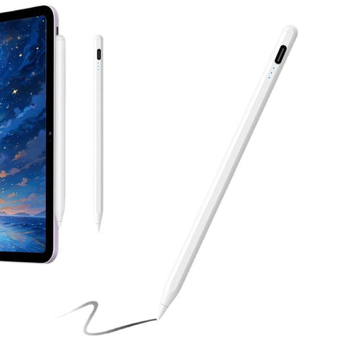 Magnetic iPad Capacitive Stylus, Compatible with Apple Tablets,  Replaceable Tip Drawing and Handwriting Stylus—3 Tips—White