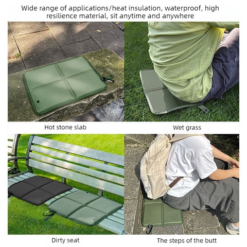 Portable Folding Outdoor Seat Cushion, Portable Insulated Seat Cushion for Camping, Picnics, and Hiking - Black