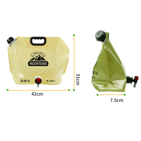8L Large-Capacity Foldable Outdoor Water Bag,Built-in Faucet, Portable Camping and Travel Water Bag - Green