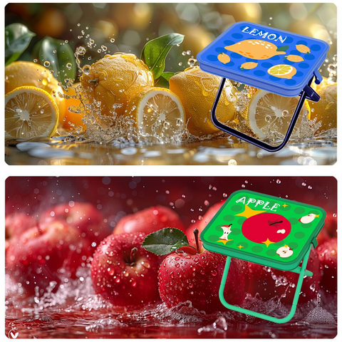 Portable folding camping chair,  versatile folding chair for outdoor fishing, waiting in line, and picnics - Colorful Strawberry Pattern