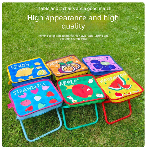 Ultra-lightweight and portable folding camping chair,  versatile folding chair for outdoor fishing, waiting in line, and picnics—Yellow Watermelon Pattern
