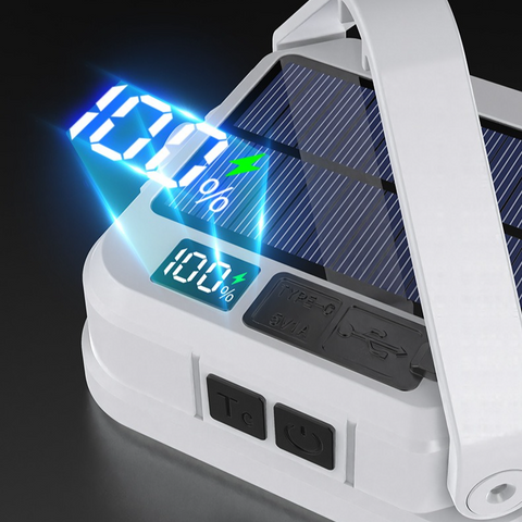 Solar Camping Light, 3-Level Color Temperature Adjustment, Waterproof Long-Lasting Outdoor Emergency Mood Light - White