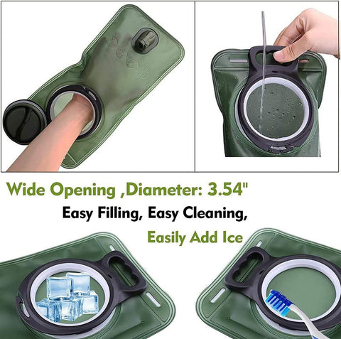 2L Outdoor Sports Hydration Pack, Portable Water Bladder for Running and Hiking, Food-Grade Water Bag - Green