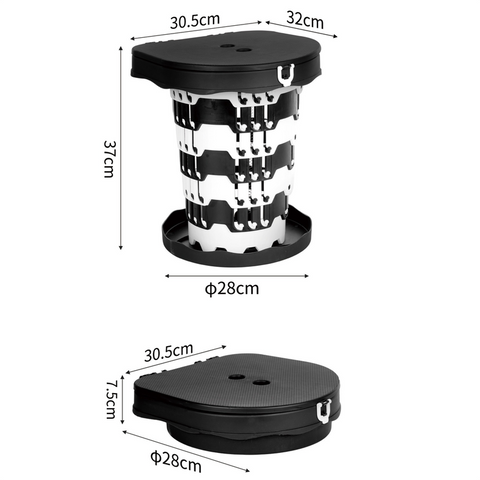 Outdoor Foldable Portable Toilet, Emergency Toilet Seat, Portable Camping Toilet Stool with Height Adjustment - Black