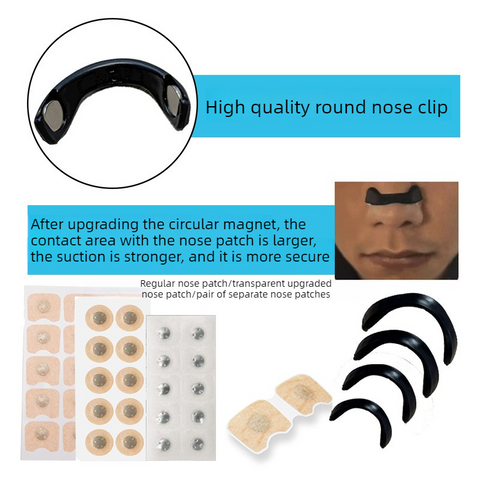 Round Magnetic Nose Clip Set: Anti-Snoring and Breathing-Enhancing Nose Patches—Breathing Aid for Sleep and Exercise—White