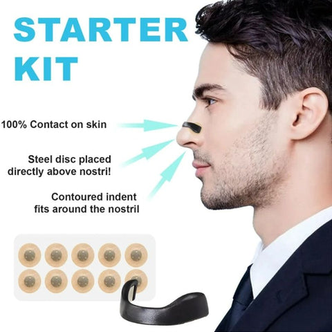 Round Magnetic Nose Clip Set: Anti-Snoring and Breathing-Enhancing Nose Patches—Breathing Aid for Sleep and Exercise—White