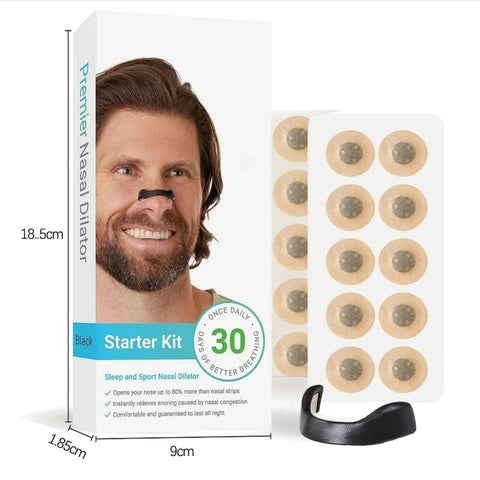 Round Magnetic Nose Clip Set - Anti-Snoring Nasal Strips - Breathing Aid for Sleep and Exercise - Black