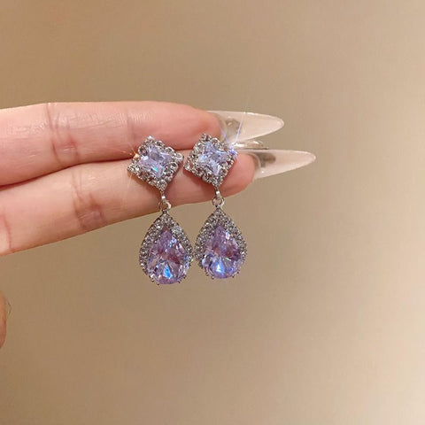 High-Brilliance Zircon Necklace and Earring Set, Evening, Wedding, and Party Jewelry for Women