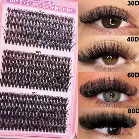 Segmented Cluster False Eyelash Set, 8–16 mm Mixed Lengths, Natural and Voluminous Eyelash Extensions