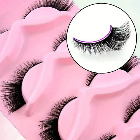 15-pair set of cat-eye false eyelashes with extended mink-style tips; thick and long