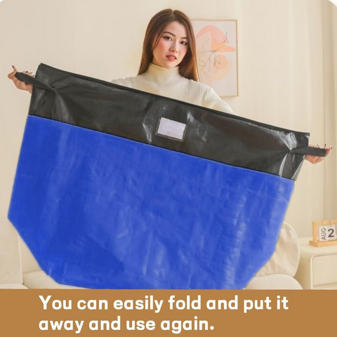 4-Pack 180L Extra-Large Storage Bags, Heavy-Duty, Wear-Resistant, Waterproof Moving Bags - Blue