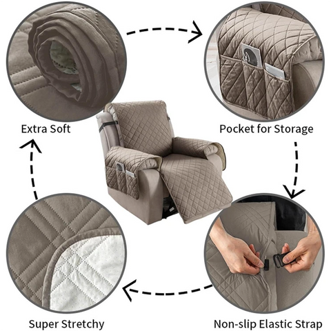 Waterproof and Non-Slip Single Armchair Cushion, Pet-Resistant and Machine-Washable Sofa Cover - Black