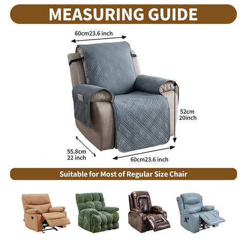 100% Waterproof Triple-Line Quilted Single Armchair Cushion, Non-Slip, Scratch-Resistant, Adjustable - White-XL