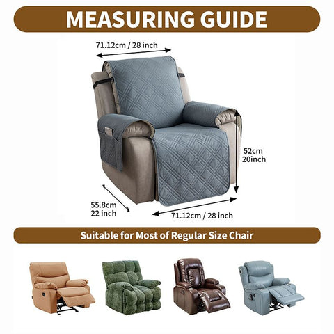 100% Waterproof Triple-Line Quilted Single Armchair Cushion, Non-Slip, Scratch-Resistant, Adjustable - Light Gray-XL