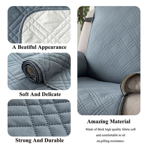 100% Waterproof Triple-Line Quilted Single Armchair Cushion, Non-Slip, Scratch-Resistant, Adjustable - Light Gray-XL
