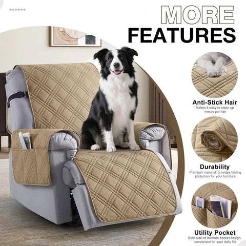 100% Waterproof Triple-Line Quilted Single Armchair Cushion, Non-Slip, Scratch-Resistant, Adjustable - Navy-XL
