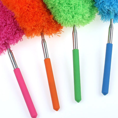 6-Pack, Telescopic Microfiber Duster with Extendable Handle, for High Ceiling & Fan Cleaning - Red