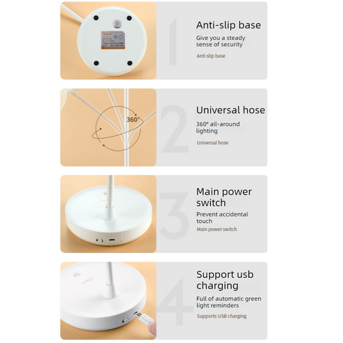 White Dimmable LED Night Light, Flicker-Free and Blue Light-Free, Cordless and Plug-in Dual-Purpose Desk Lamp