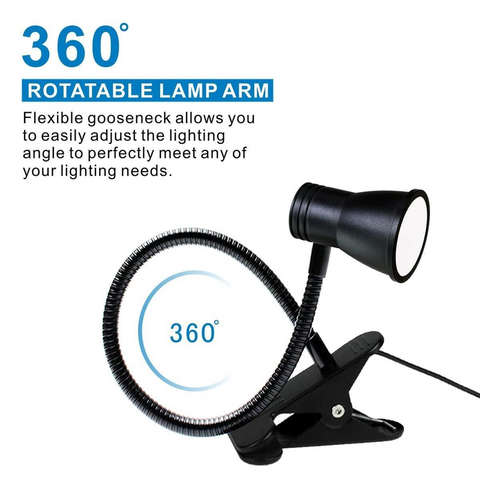 Clip-On LED Desk Lamp, 3 Color Modes & 3 Brightness Levels, Flexible Gooseneck Eye-Caring Light for Study, Manicure, Photography