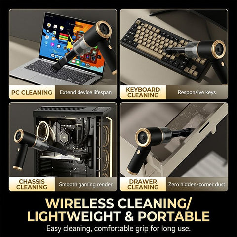 Cordless Handheld Portable Vacuum Cleaner, Wet & Dry Use Powerful Mini Car Vacuum with Multiple Nozzles & Washable Filter for Home Car Office Pet Hair Cleaning
