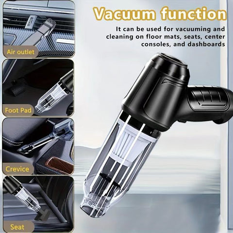 3-in-1 Cordless Handheld Vacuum Cleaner, Multifunction Car and Home Blower and Vacuum for Pet Hair, Window, and Keyboard Cleaning - Black