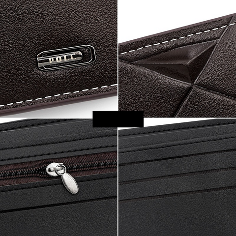 Men's Short Bifold PU Wallet, Geometric Embossed Billfold with Multiple Card Slots and Zipper Coin Pocket for Business and Casual Daily Use - Light Brown