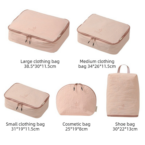 5-Piece Travel Packing Cubes, Wrinkle-Resistant Nylon Luggage Organizer Bags with Cosmetic Bag & Shoe Bag for Clothing and Toiletries Storage - Gray