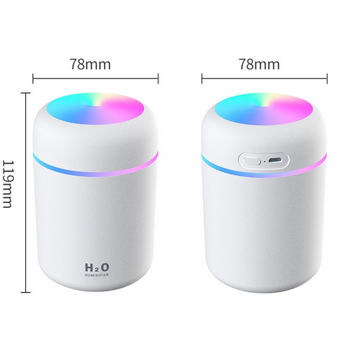 Mini Colorful Cup Humidifier, 300ml Portable USB Cool Mist Humidifier with 7-Color Night Light, for Car, Bedroom, Desk, and Office - Pink