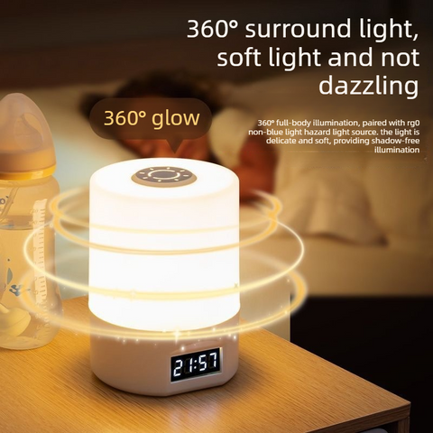 Remote Control Touch Bedside Night Light with Digital Clock, 3 Color Temperature & Dimmable LED Table Lamp,for Bedroom Baby Room Dorm