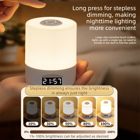 Remote Control Touch Bedside Night Light with Digital Clock, 3 Color Temperature & Dimmable LED Table Lamp,for Bedroom Baby Room Dorm